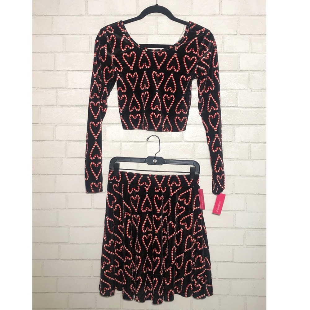 Candy Cane Ugly Christmas Skirt + Crop Top Set